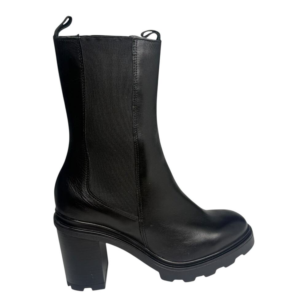 Annabella Black Leather Boots Women's Mid Calf Boots Size 40, US 9 Display Model